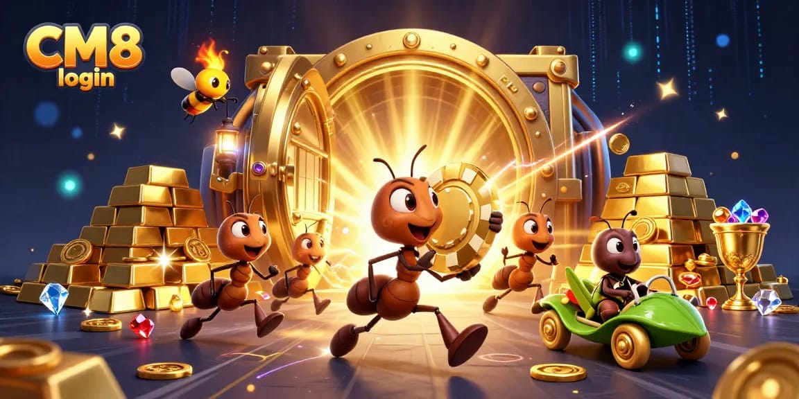 Catch thrilling wins with CM8 login at this vibrant digital casino heist scene.