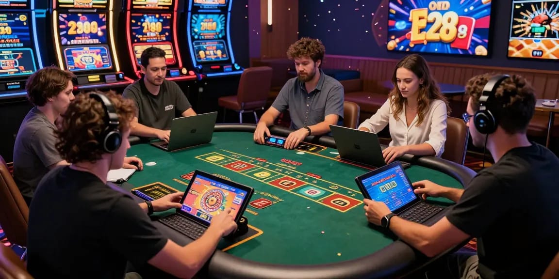 E28 online casino gaming scene showcasing diverse players engaged in interactive games.