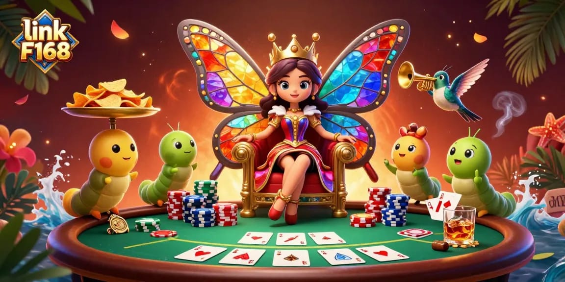 Experience thrilling poker with link F168 as vibrant characters celebrate winning moments!