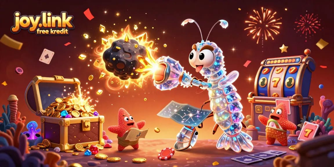 Experience thrills with joy.link free kredit in a vibrant, action-packed casino-themed scene.