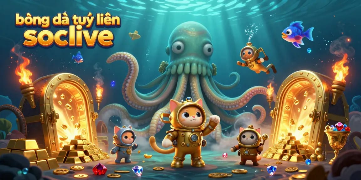 Experience bóng đá trực tuyến socolive with vibrant treasures and characters in an action-packed scene.