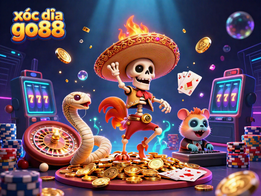 Xóc đĩa go88 showcases intense gameplay with vibrant animations and sparkling jewels, offering thrilling betting action.