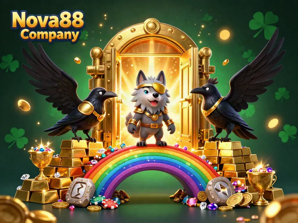 Experience the thrill with Nova88 Company, exploring captivating casino games on a digital treasure bridge.