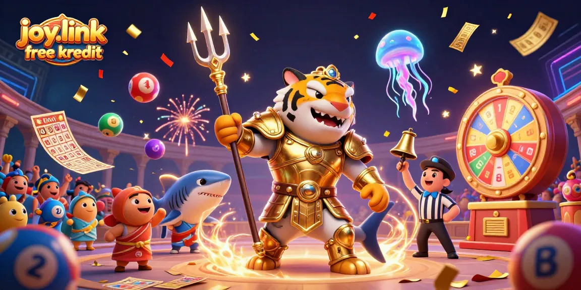 Engage with joy.link free kredit as a vibrant underwater casino scene features a golden-armored shark.