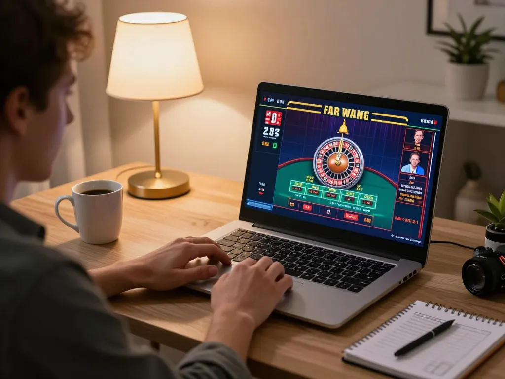 Engaging online gaming session with F8BET roulette interface displayed on laptop.