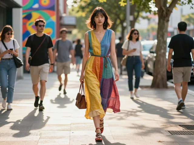 Model showcasing rokok88 login fashion styles in an urban setting.