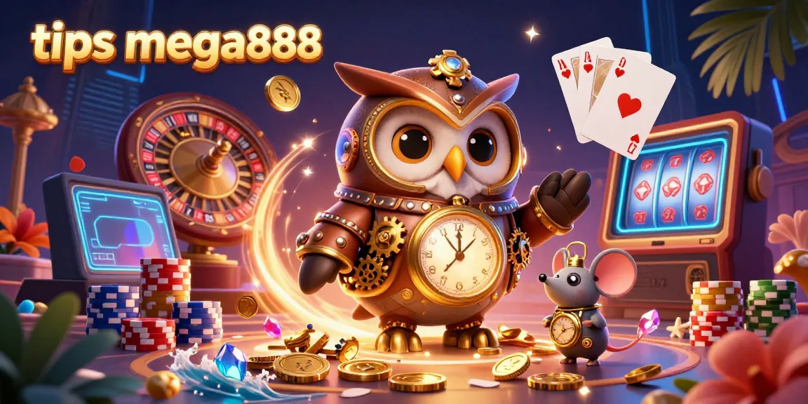 Experience the excitement with tips mega888 as a time-traveling owl and mouse unveil vibrant casino treasures.