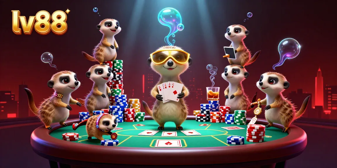 Engage in thrilling casino action at lv88 with meerkats managing a vibrant poker scene.