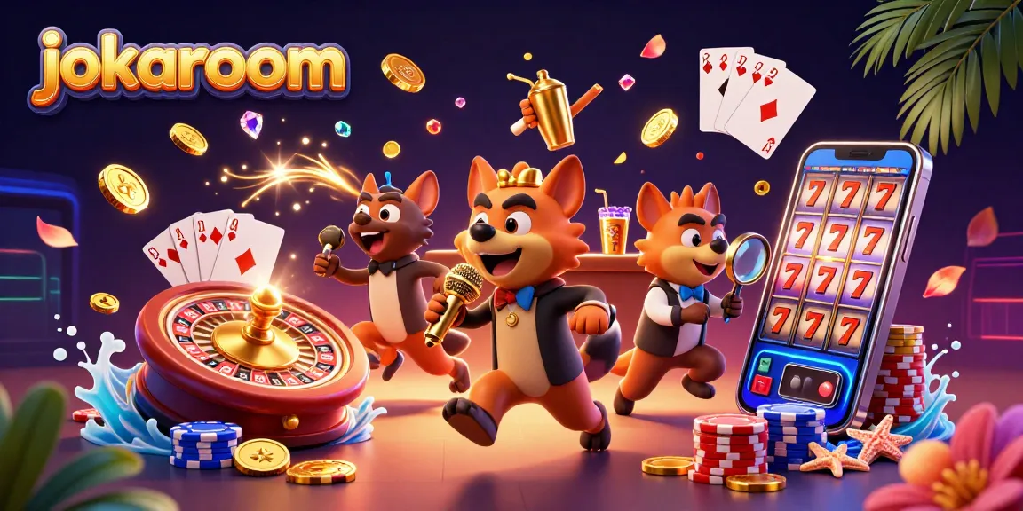 Experience the excitement at jokaroom's comedy casino with hyena characters entertaining guests amid sparkling gems and golden coins.